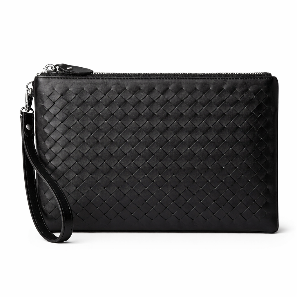 Veloura Woven Leather Pouch