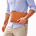 Veloura Woven Leather Pouch